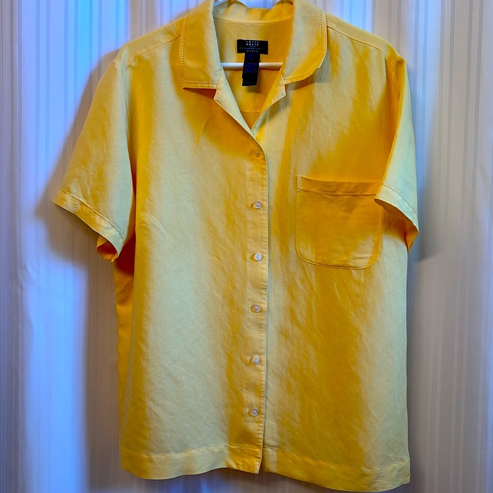 Crazy Horse Short Sleeve Blouse Yellow Size 2